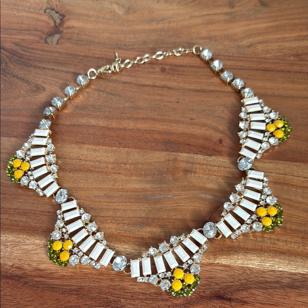 Gold and Yellow Geometric Necklace with Neon Accents